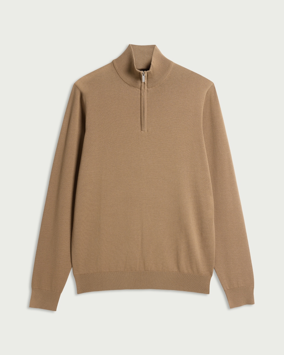 image 1 of F&F Pure Cotton Half Zip Jumper in Camel