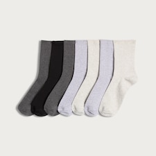 F&F 7-Pack Cotton Rich Ribbed Ankle Socks in Grey
