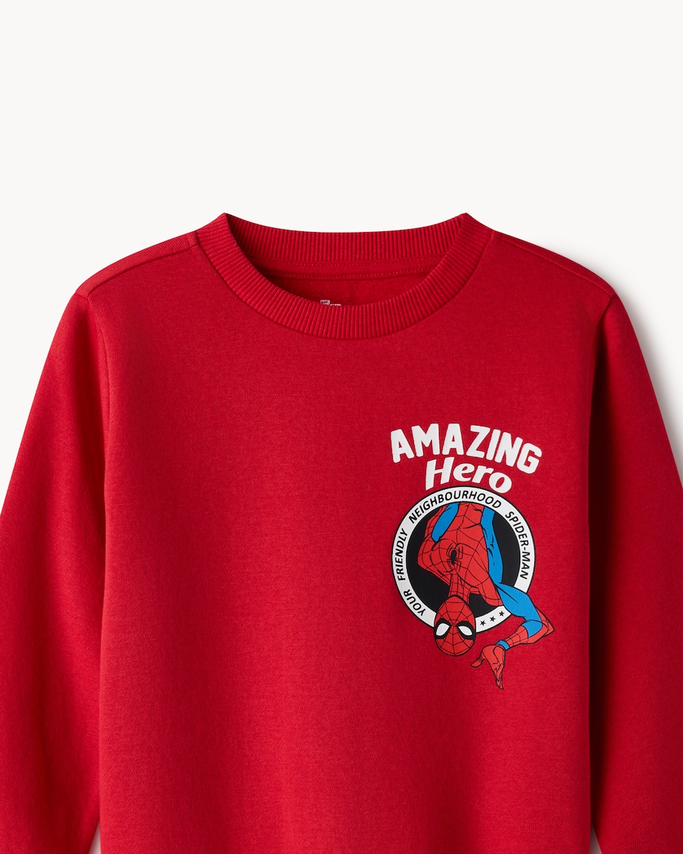image 1 of Marvel Spider-Man Cotton Rich Sweatshirt in Red
