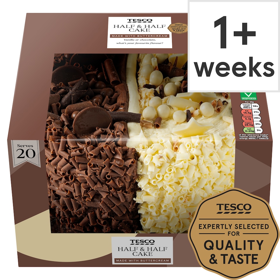 Tesco Half & Half Cake - Vanilla and Chocolate