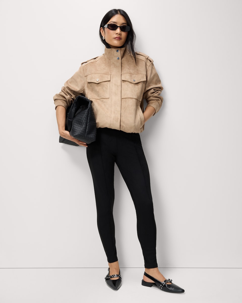 image 1 of F&F Faux Suede Leggings in Black