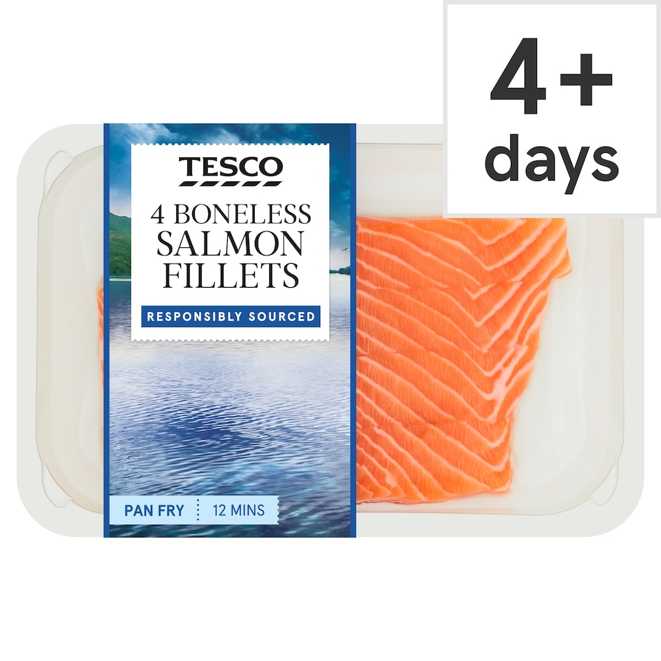 Tesco Boneless Salmon Fillets 4 Pack 520g