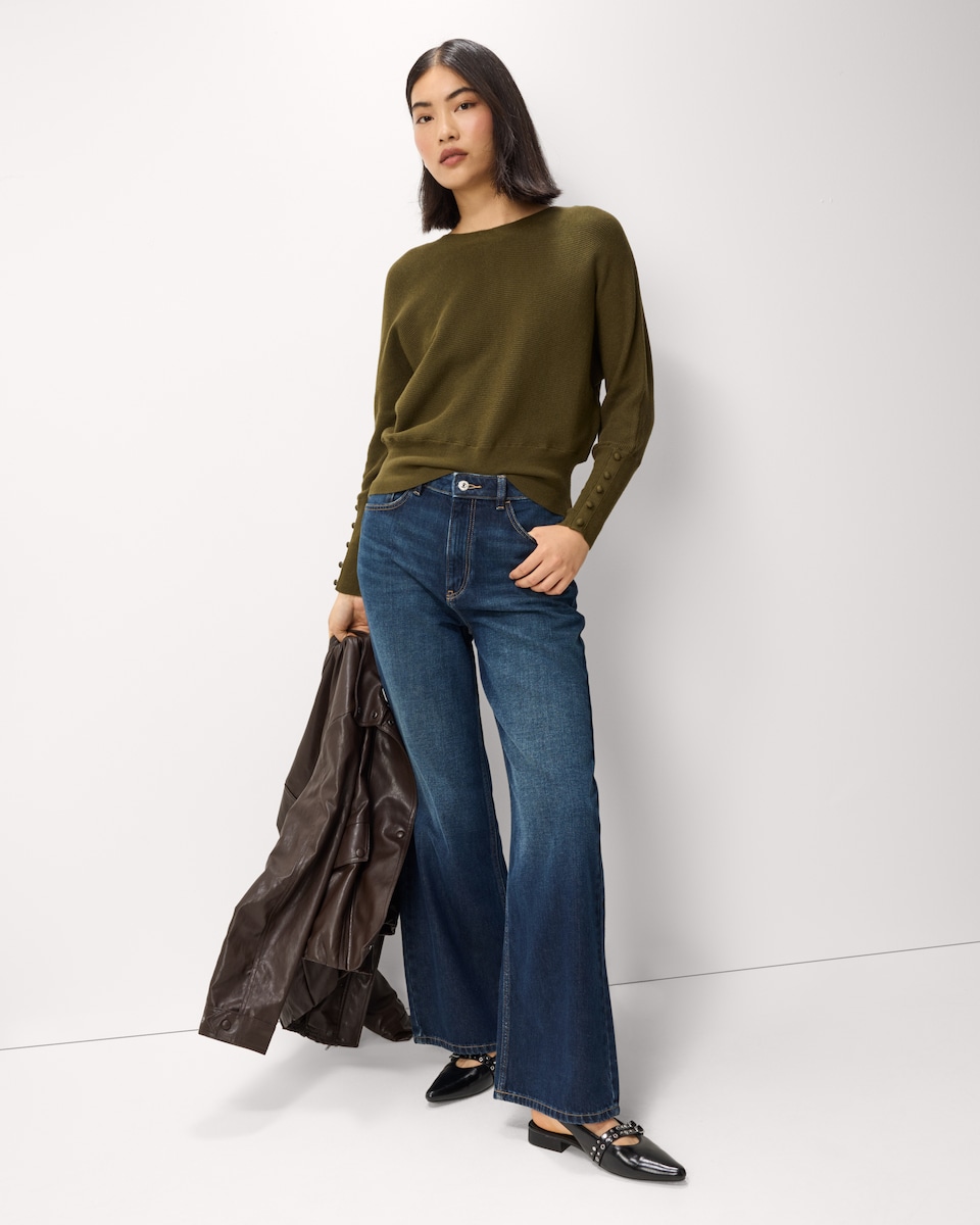image 1 of F&F Batwing Knitted Jumper in Khaki