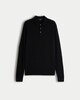 image 4 of F&F Pure Merino Wool Long Sleeved Polo Shirt in Black