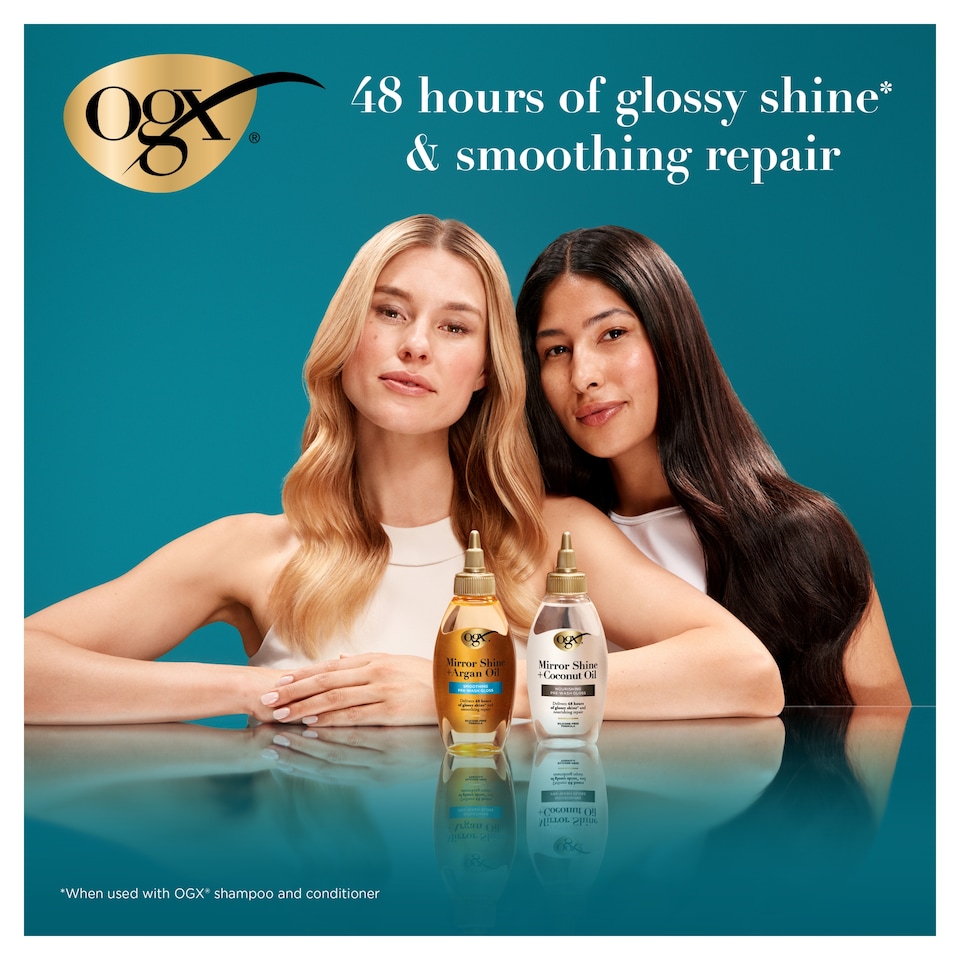 image 1 of OGX Mirror Shine +Argan Oil Pre-Wash Hair Gloss 118ml