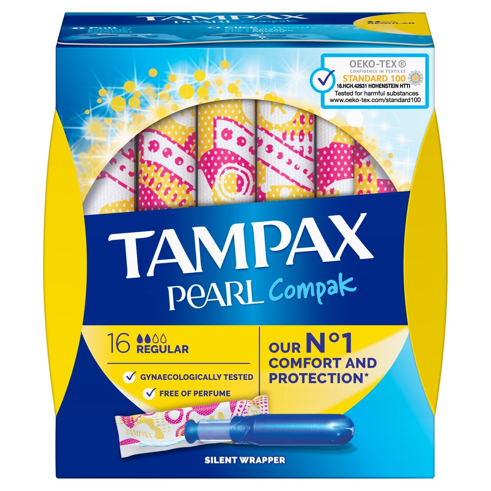 image 1 of Tampax Compak Pearl Regular Tampons With Applicator X16