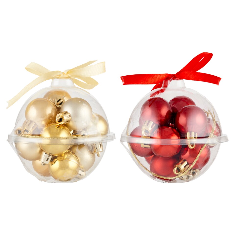 Zlaté, červené vianočné gule na stromček