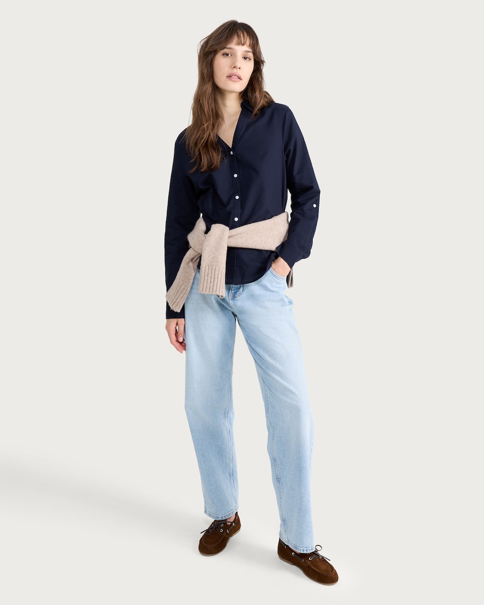 image 1 of F&F Pure Cotton Stripe Print Slim Fit Shirt in Navy