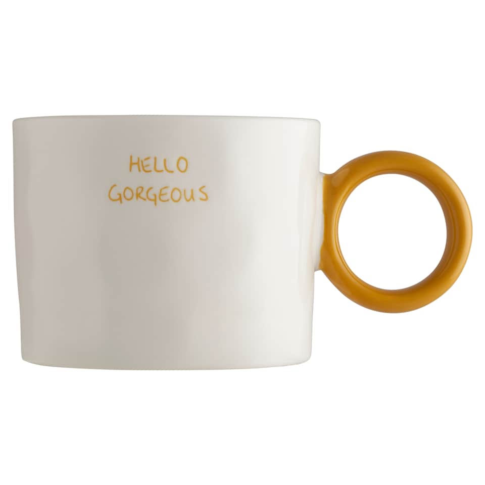 F&F Home Hello Gorgeous Circle Handle Mug
