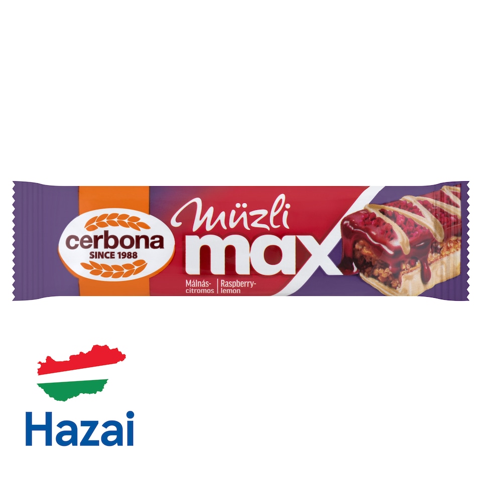 Cerbona Müzli Max málnás-citromos müzliszelet 30 g  1. kép