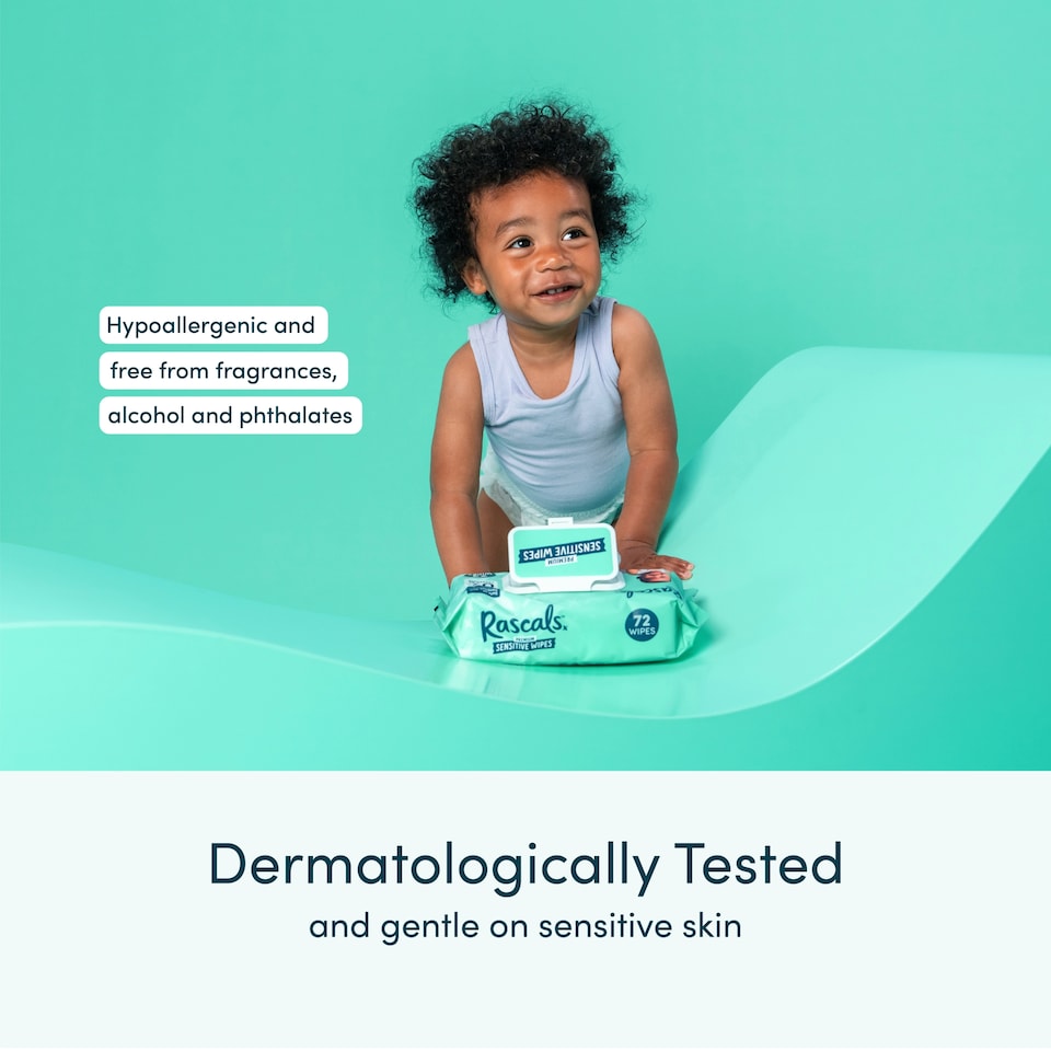 image 1 of Rascals Premium Sensitive Wipes, Biodegradable | 12 x 52 (624) Baby Wipes