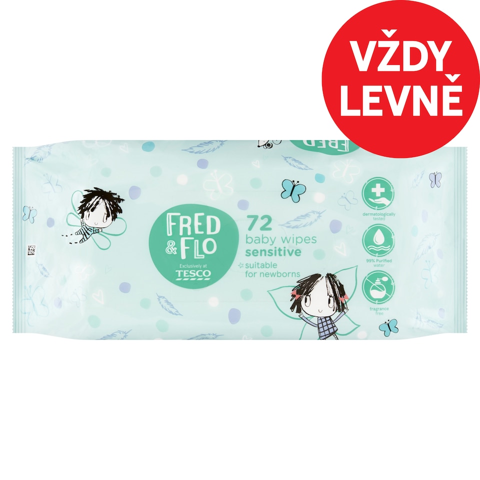 image 1 of Fred & Flo Baby Wipes Sensitive 72 pcs