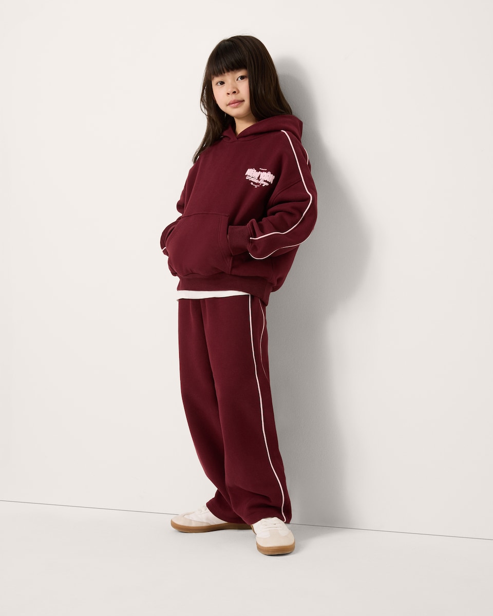 image 1 of F&F Girls Cotton Rich Co-ord Hoodie in Berry