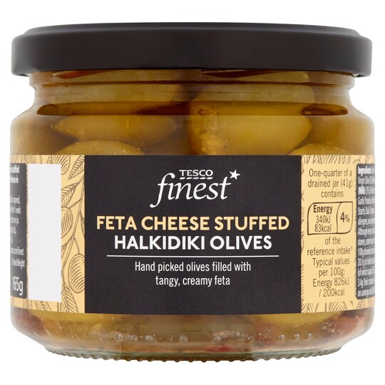 T.FINEST FETA STUFFED OLIVES 305G Tesco Groceries