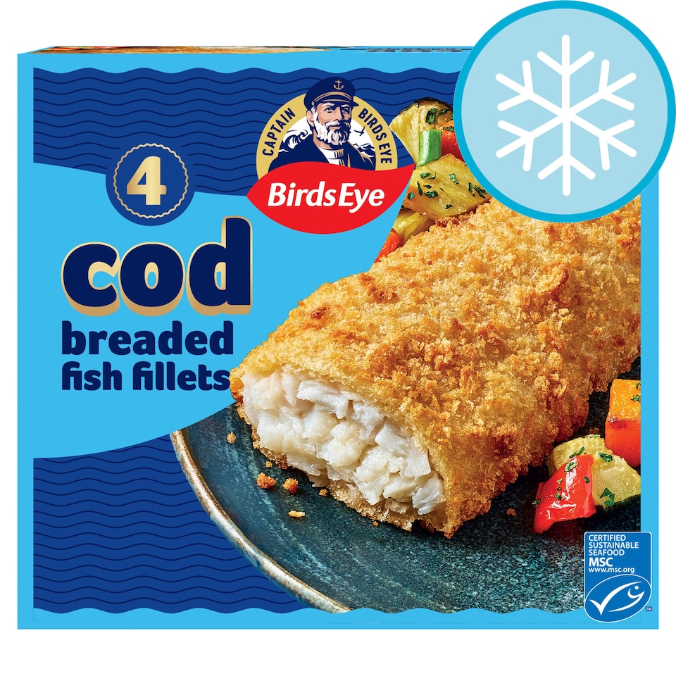 Birds Eye 4 Breaded Cod Fish Fillets 400g