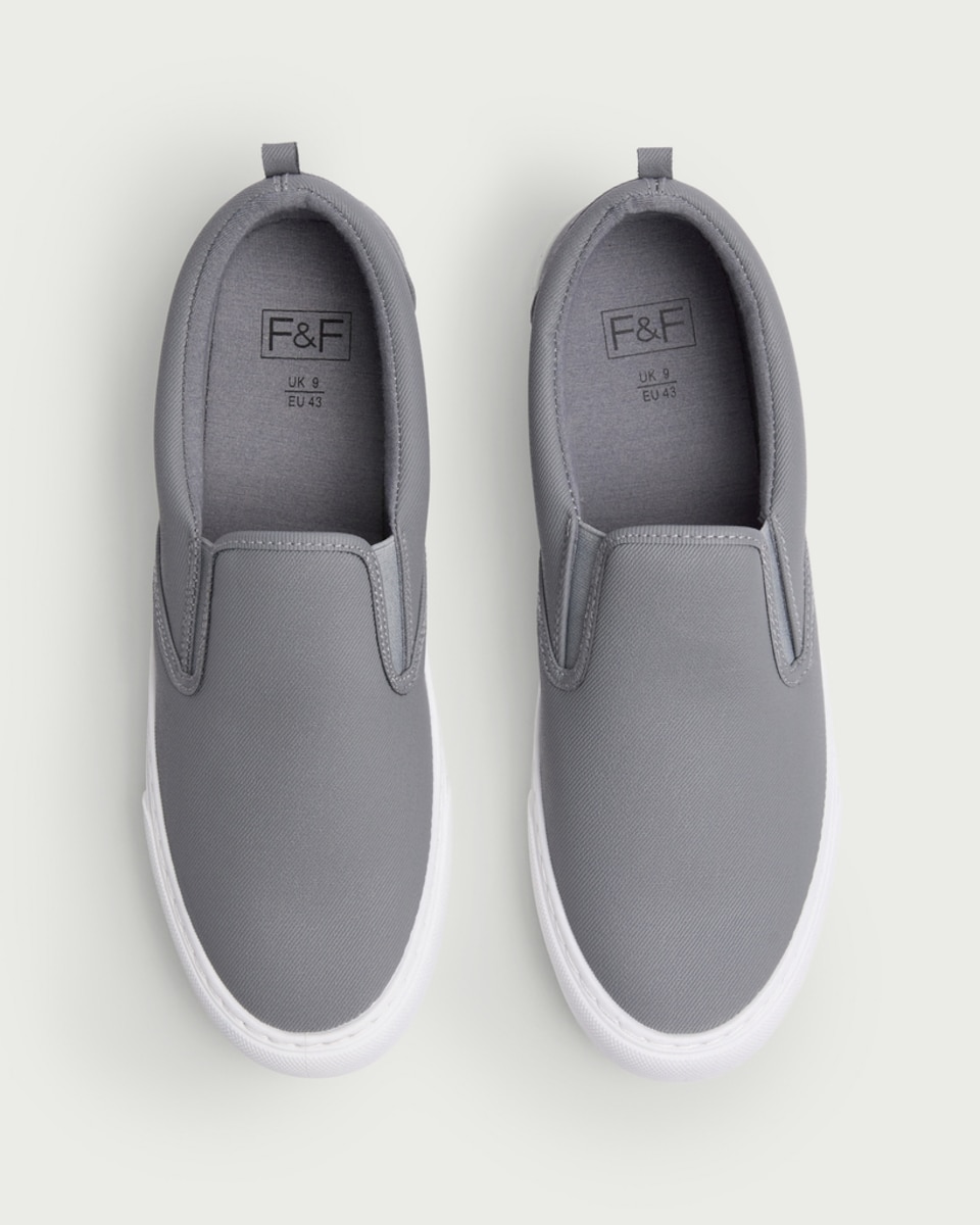 image 1 of F&F Slip On Canvas Trainers in Grey