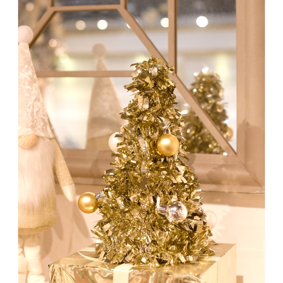 image 1 of Tesco Gold Mini Christmas Tree Room Decoration