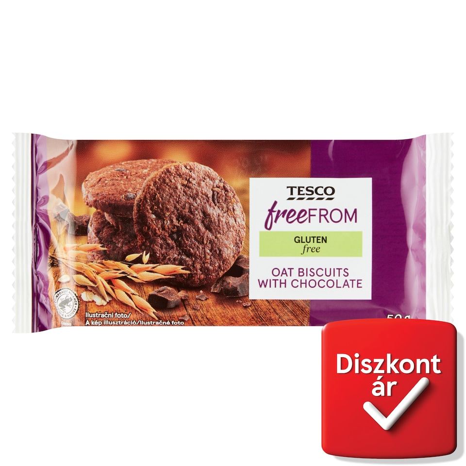 Tesco Free From gluténmentes étcsokoládés zabkeksz 50 g