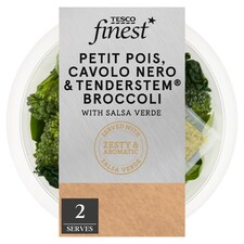Tesco Finest Petit Pois, Cavolo Nero & Tenderstem Broccoli with Salsa Verde 250g