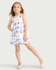 image 1 of F&F Girls Pure Cotton Sea Life Sleeveless Dress in Multi White
