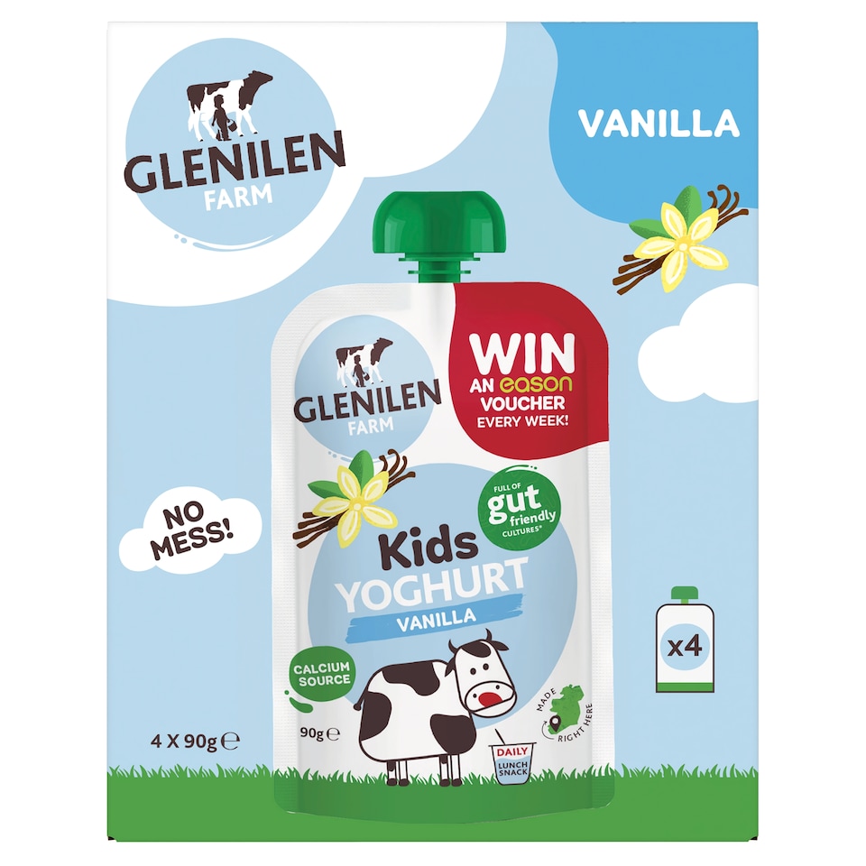 Glenilen Farm Kids Vanilla Yoghurt Pouch 4x90g
