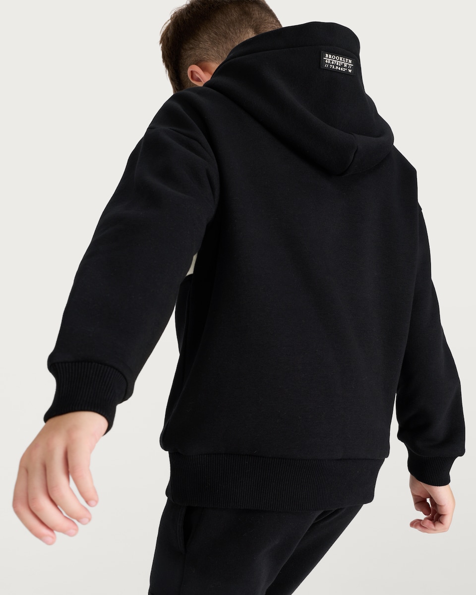 image 1 of F&F Boys 2-Piece Cotton Rich Beyond All Limits Hoodie and Joggers Set in Black