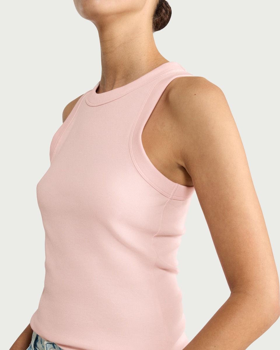 image 1 of F&F Cotton Rich Ribbed Vest in Pink