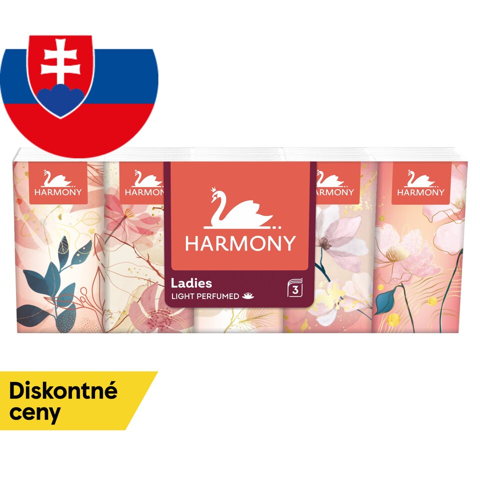 Harmony Ladies Light Perfumed papierové vreckovky 3 vrstvy 10 x 10 ks