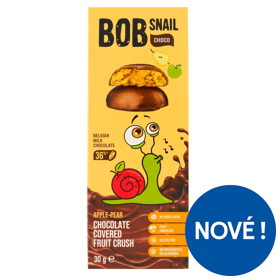Obrázek 1 pro produkt Šnek Bob Jablečno-hrušková pochoutka v mléčné belgické čokoládě 3 ks 30g
