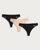 image 4 of F&F 3-Pack Lace Trim Thongs in Multi Black White