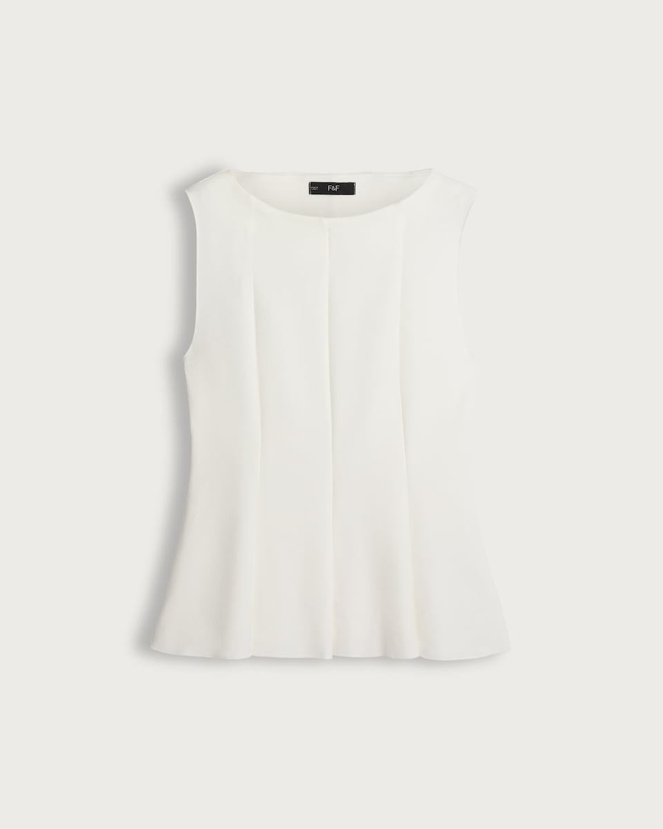 F&F Pleated Sleeveless Peplum Top in Cream