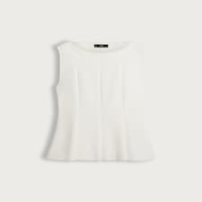 F&F Pleated Sleeveless Peplum Top in Cream