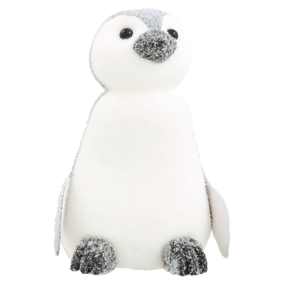 Tesco White Flocked Penguin Room Decorative
