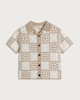 image 4 of F&F Boys Cotton Rich Knitted Patchwork Short Sleeved Shirt in Stone