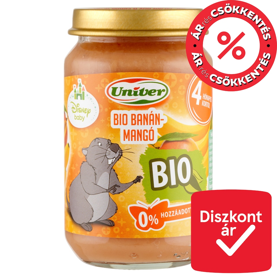 Univer bio banán-mangó bébidesszert 4 hónapos kortól 163 g  1. kép