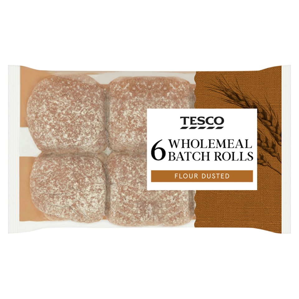 Tesco Wholemeal Batch Rolls 6 Pack
