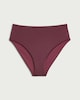 image 4 of F&F High Shine High Waist Bikini Bottoms in Burgundy