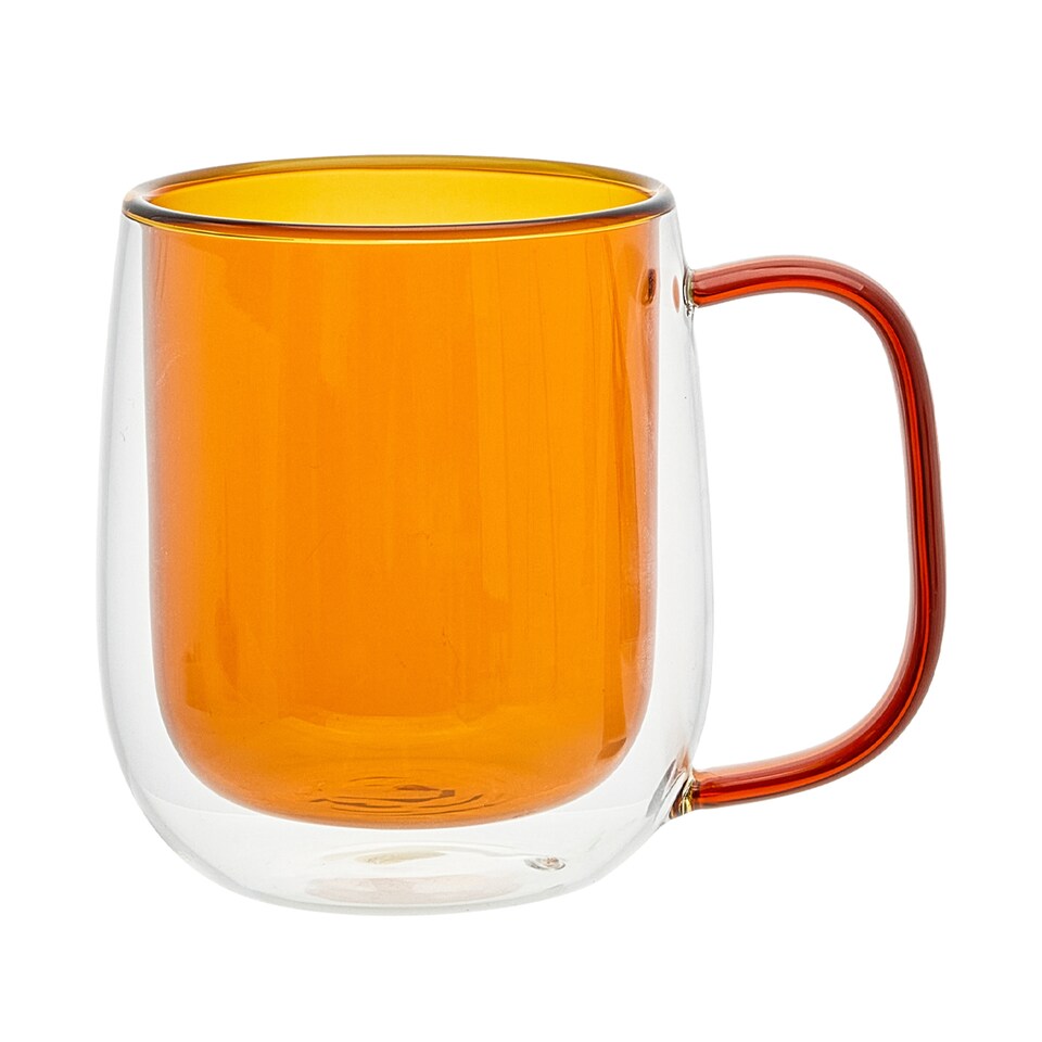 F&F Home Brown Double Walled Glass Mug 