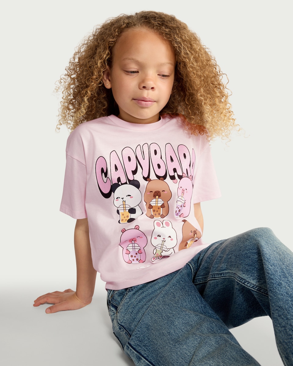 image 1 of Capyfun Pure Cotton T-Shirt in Pink