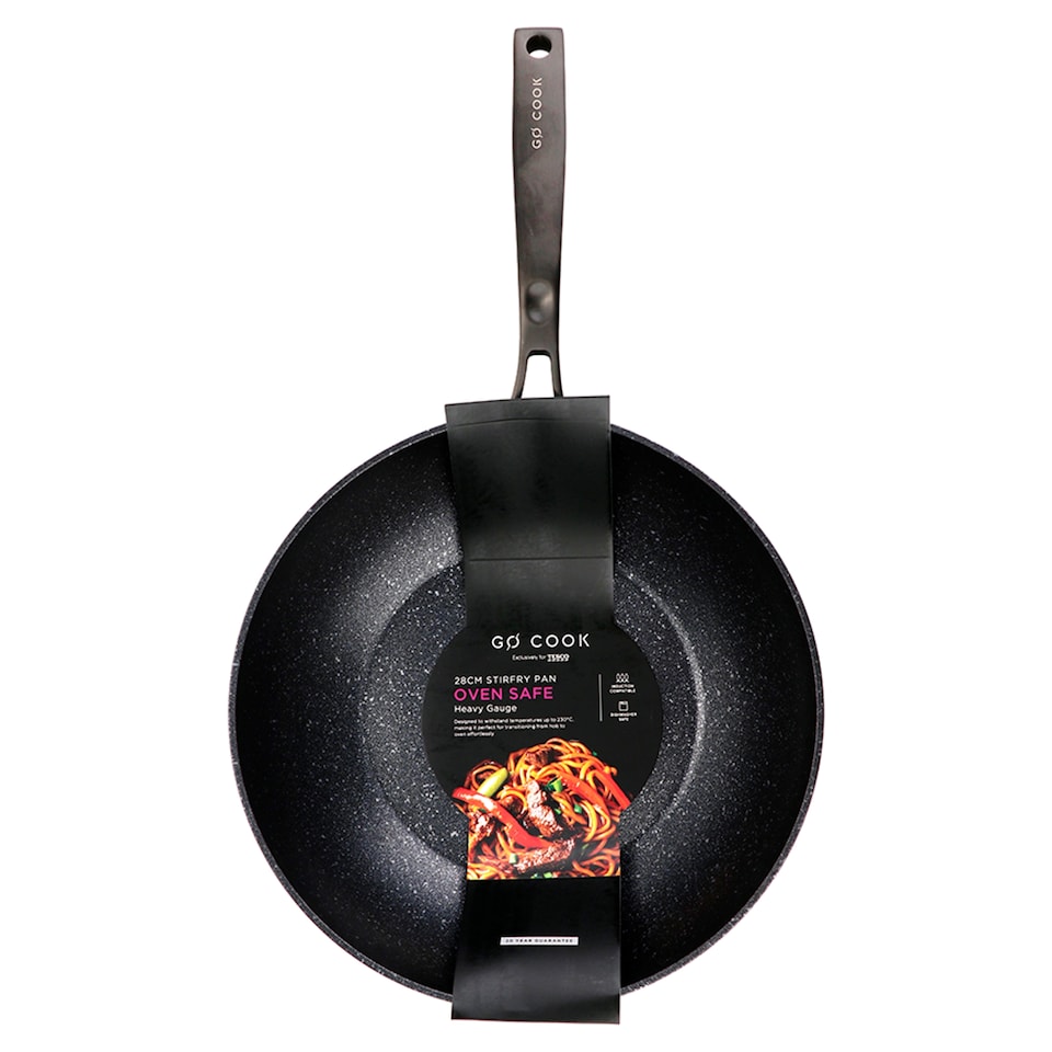 image 1 of Go Cook Black Oven Safe Stirfry 28cm
