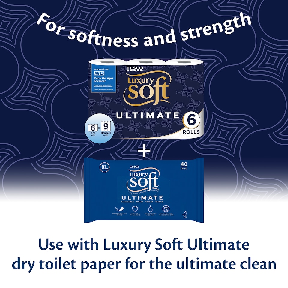 image 1 of Tesco Luxury Soft Ultimate XL Flushable Moist Toilet Tissues 40 Pack