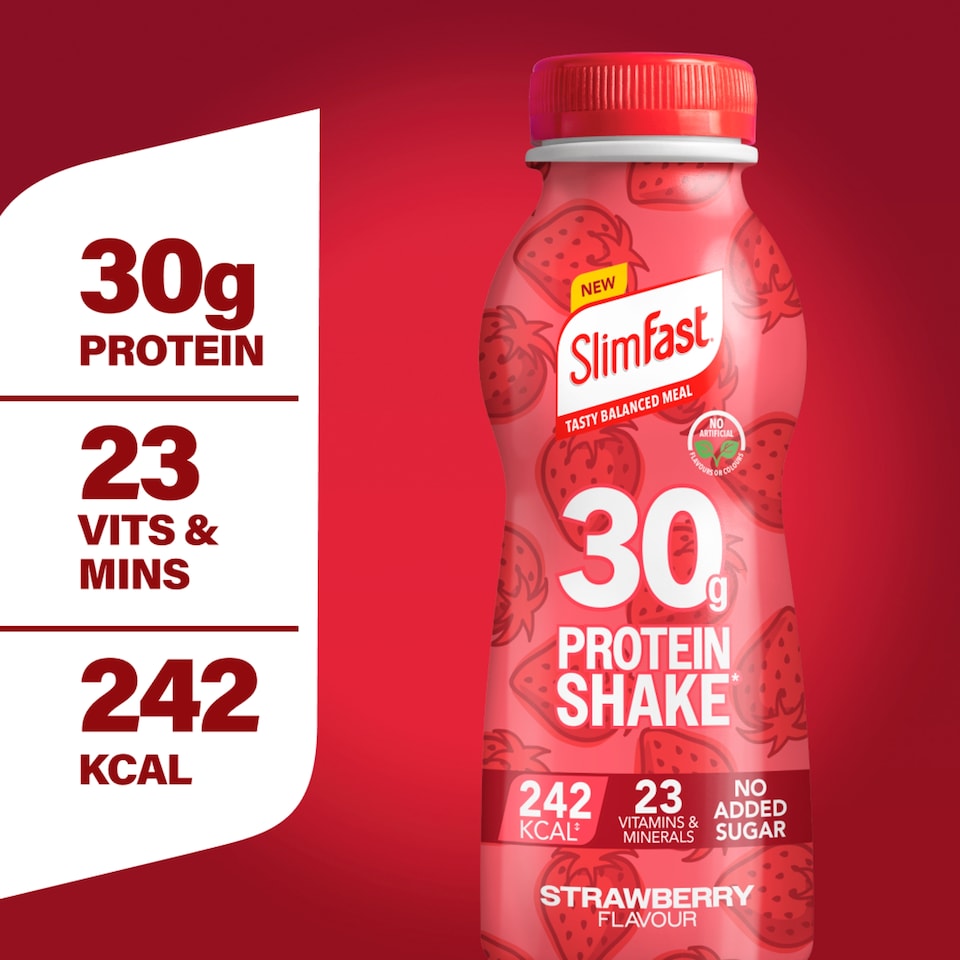 image 1 of SlimFast Strawberry 30g Protein Shake Multipack - 4 x325ml