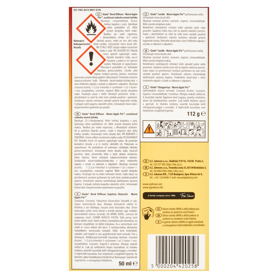 image 1 of Glade Warm Apple Pie Reed Diffuser and Candle