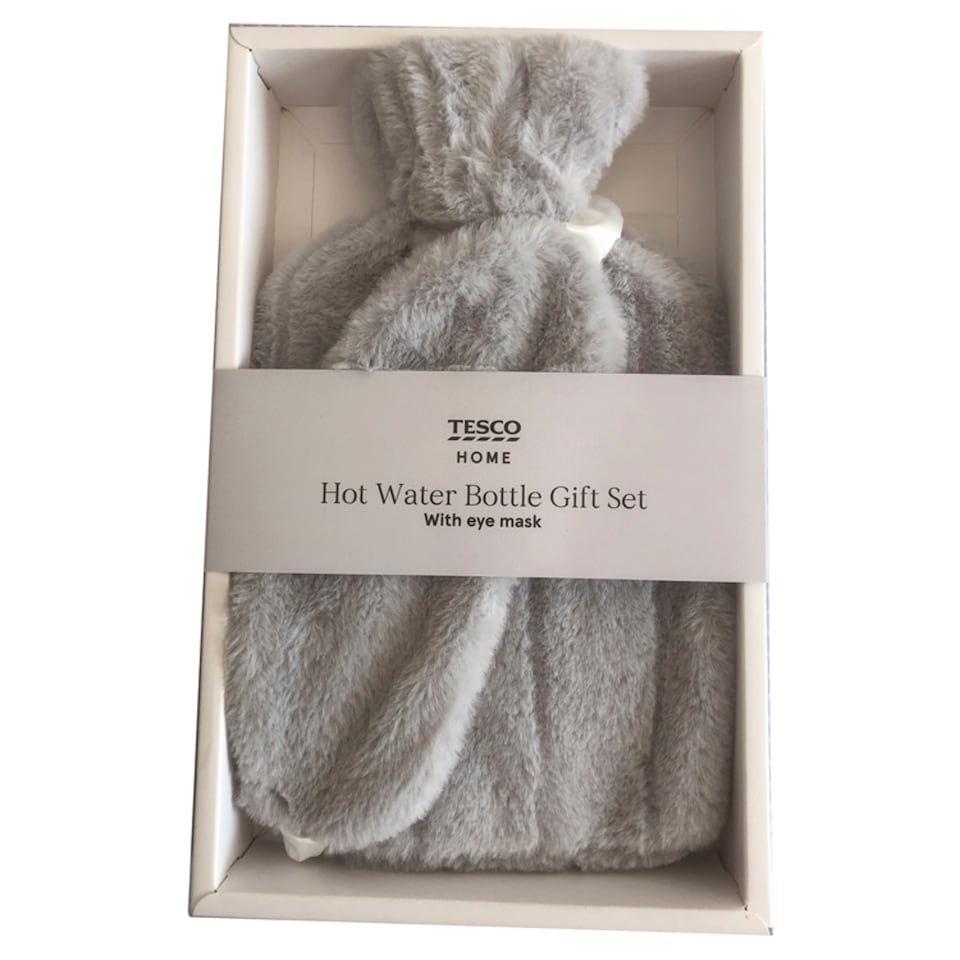 Tesco Silver Hot Water Bottle & Mask Giftset