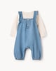 image 2 of F&F Baby 2-Piece Pure Cotton Embroidered Denim Dungaree and Bodysuit Set in Blue
