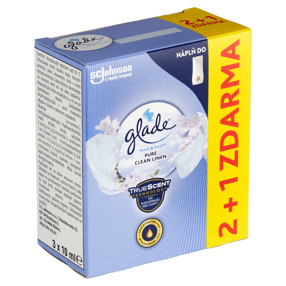 Obrázek 1 pro produkt Glade Touch & Fresh Pure Clean Linen náplň aerosolový osvěžovač vzduchu 3 x 10ml