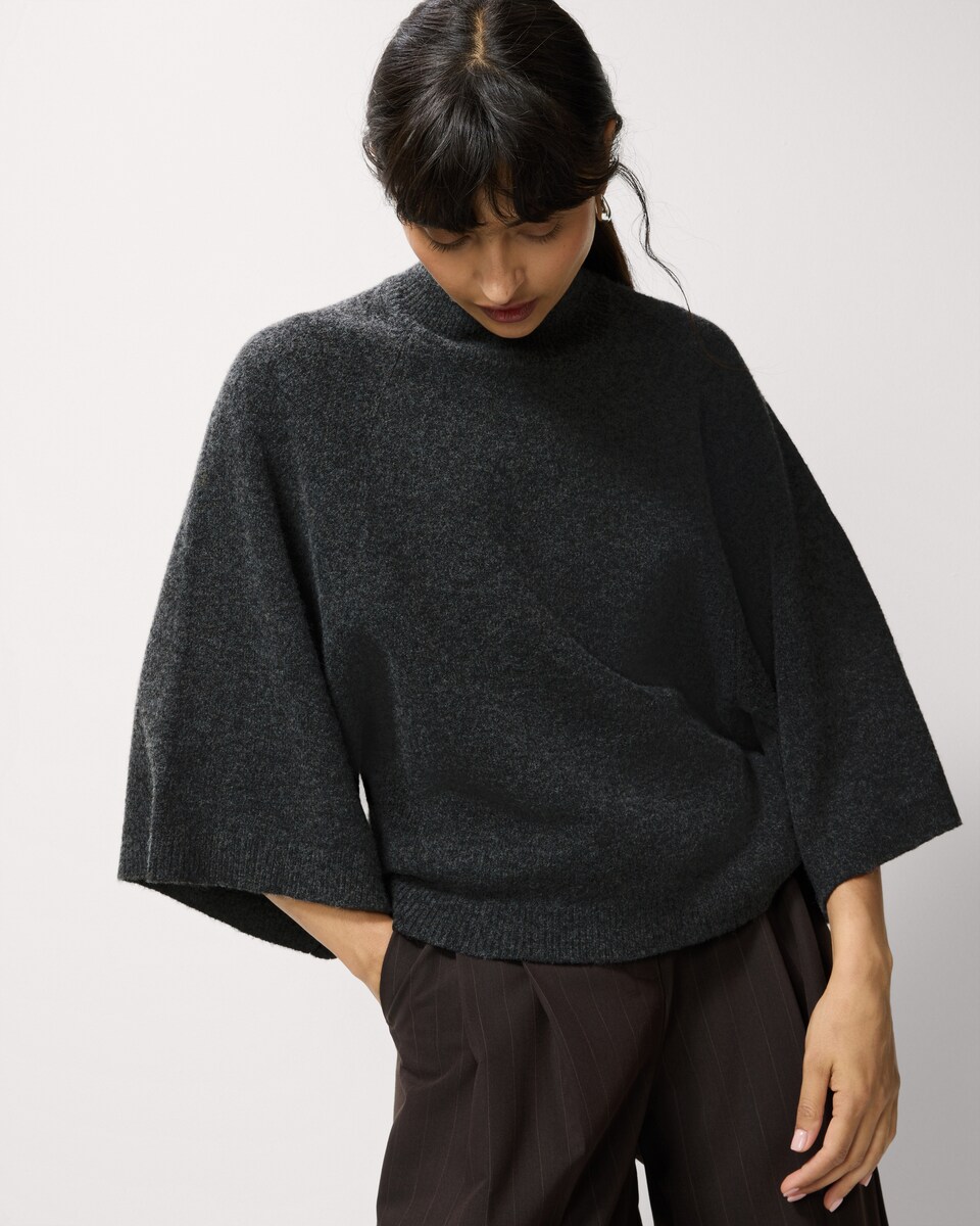 image 1 of F&F Turtle Neck Wide Sleeve Jumper in Black