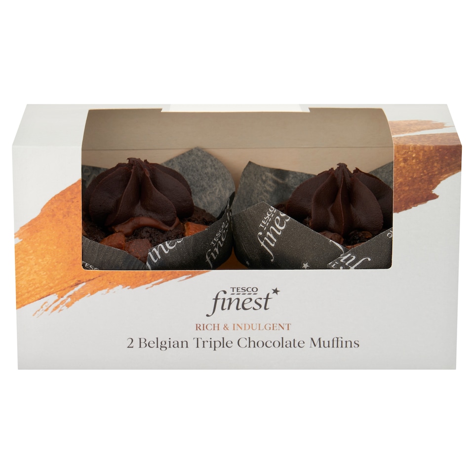 image 1 of Tesco Finest Belgian Triple Chocolate Muffins 2 Pack