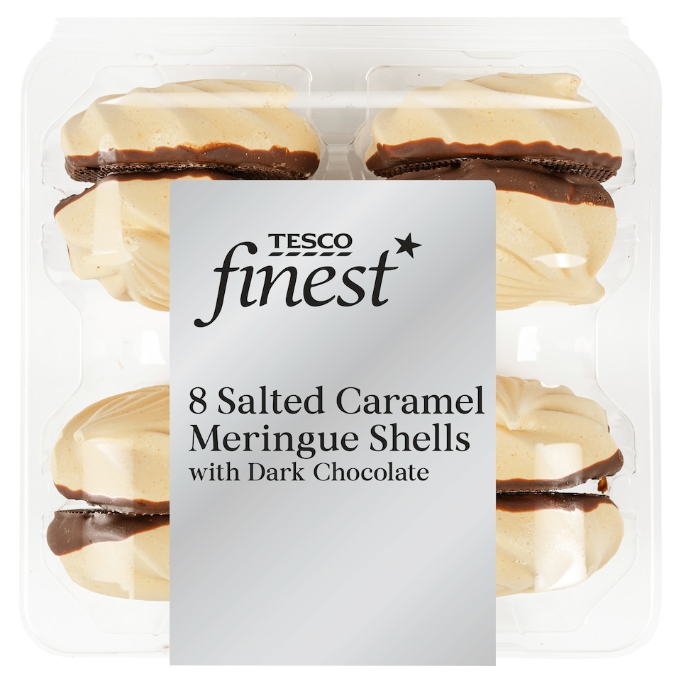 Tesco Finest Salted Caramel Meringue Shells with Dark Chocolate 8 Pack