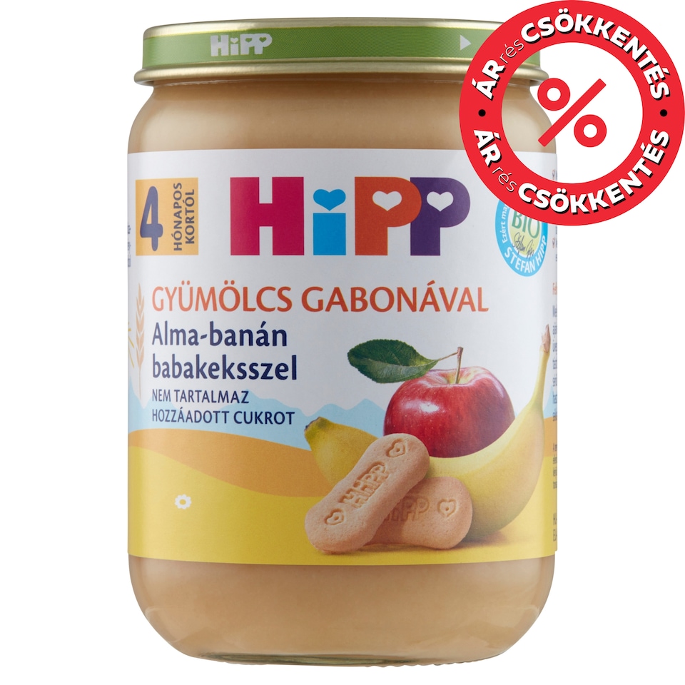 HiPP Organic Apple-Banana with Baby Biscuit Baby Dessert 4+ Months 190 g
